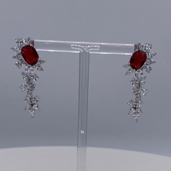 Ring, new, no tags, lab created emerald cut ruby solid 925 silver real gold - Picture 14 of 17